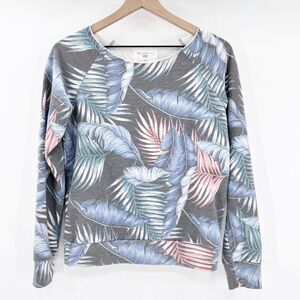Sol Angeles Women's Multicolor Palm Leaves Raglan Pullover Sweater Size XS